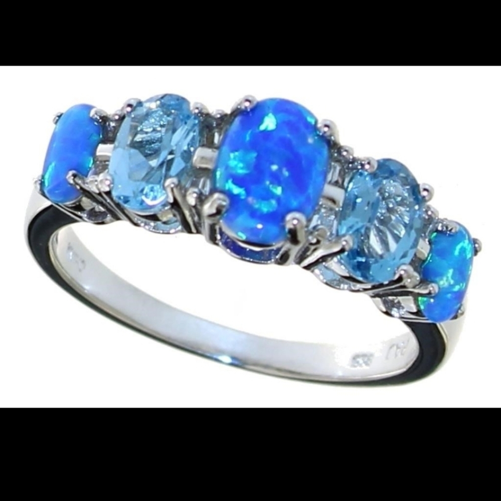 Elegant Australian Blue Opal & Swiss Topaz